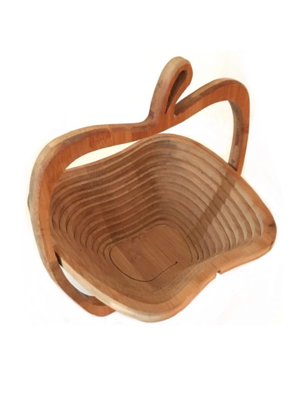 Vintage Craftsman Collapsible Bamboo Basket in Apple Shape